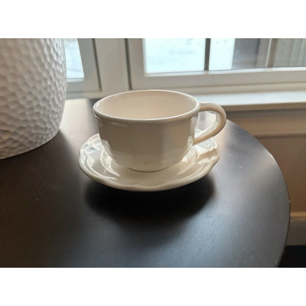 Pfaltzgraff Heritage White Set of 5 Cups & Saucers Set USA 2-1